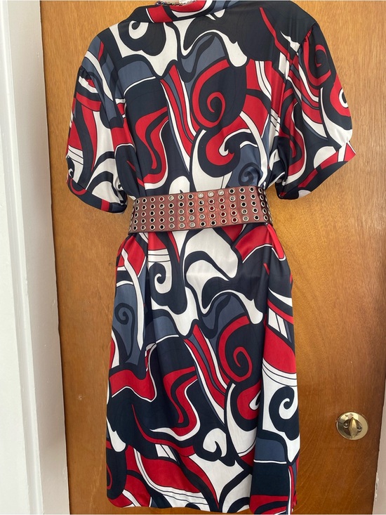 Roaman's Dresses & Skirts - Roaman's Red, Black & White Abstract Swirl Mini Dress